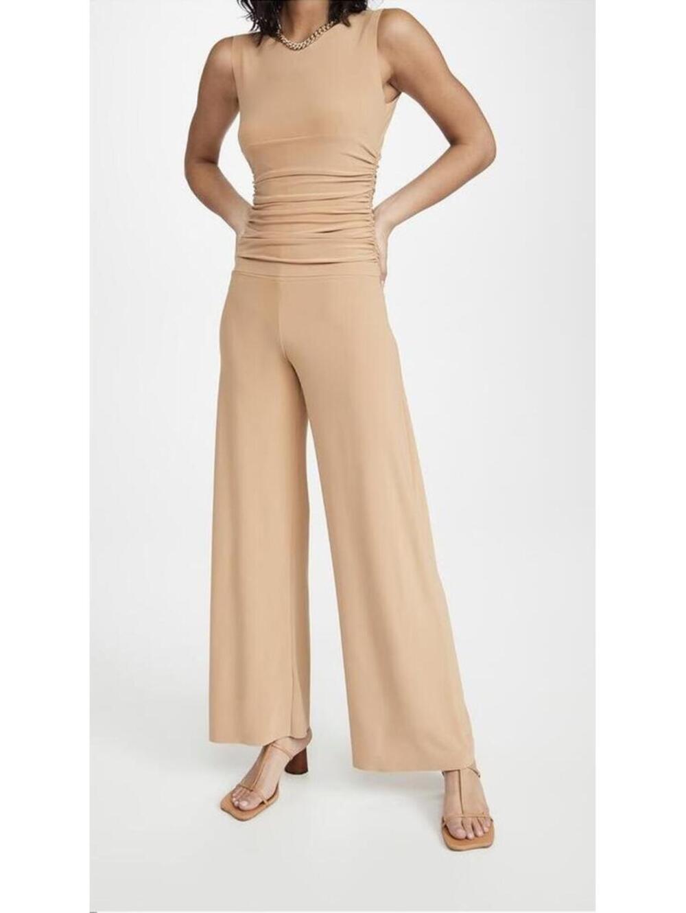 Norma Kamali Shirred Waist Jumpsuit Women's Size M, Nude *READ